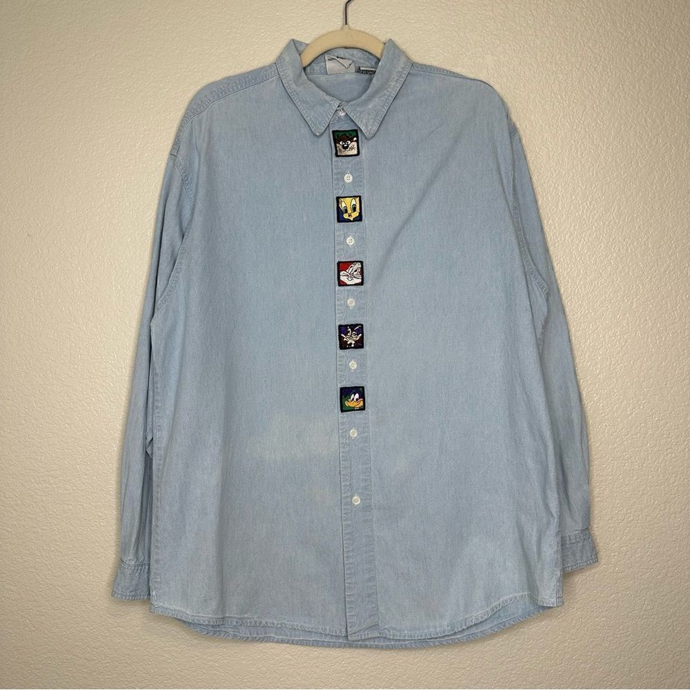 ACME Clothing Co Vintage Looney Tunes Chambray Long Sleeves Men’s Shirt, Size XL